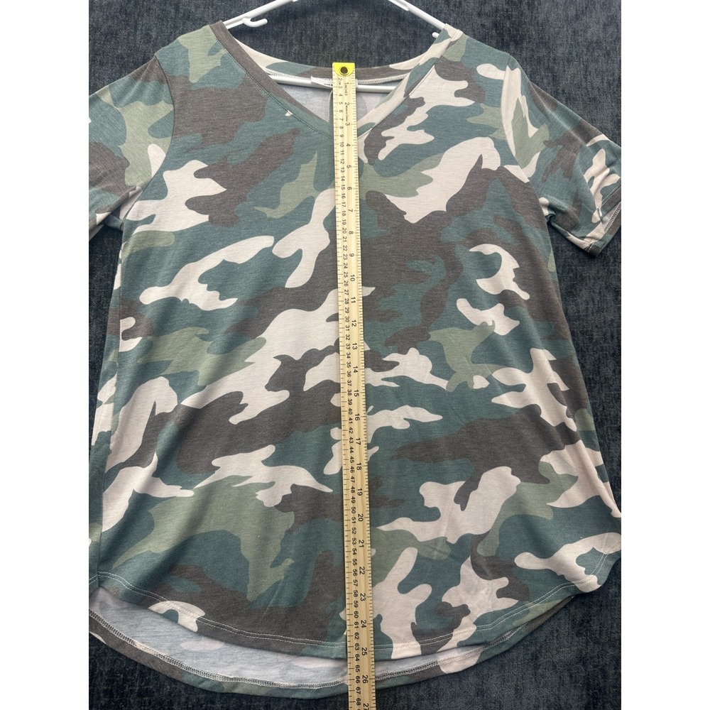 Zenana T Shirt Women Large Multicolor Camouflage Stretch Round Hem V Neck Summer - Picture 7 of 13